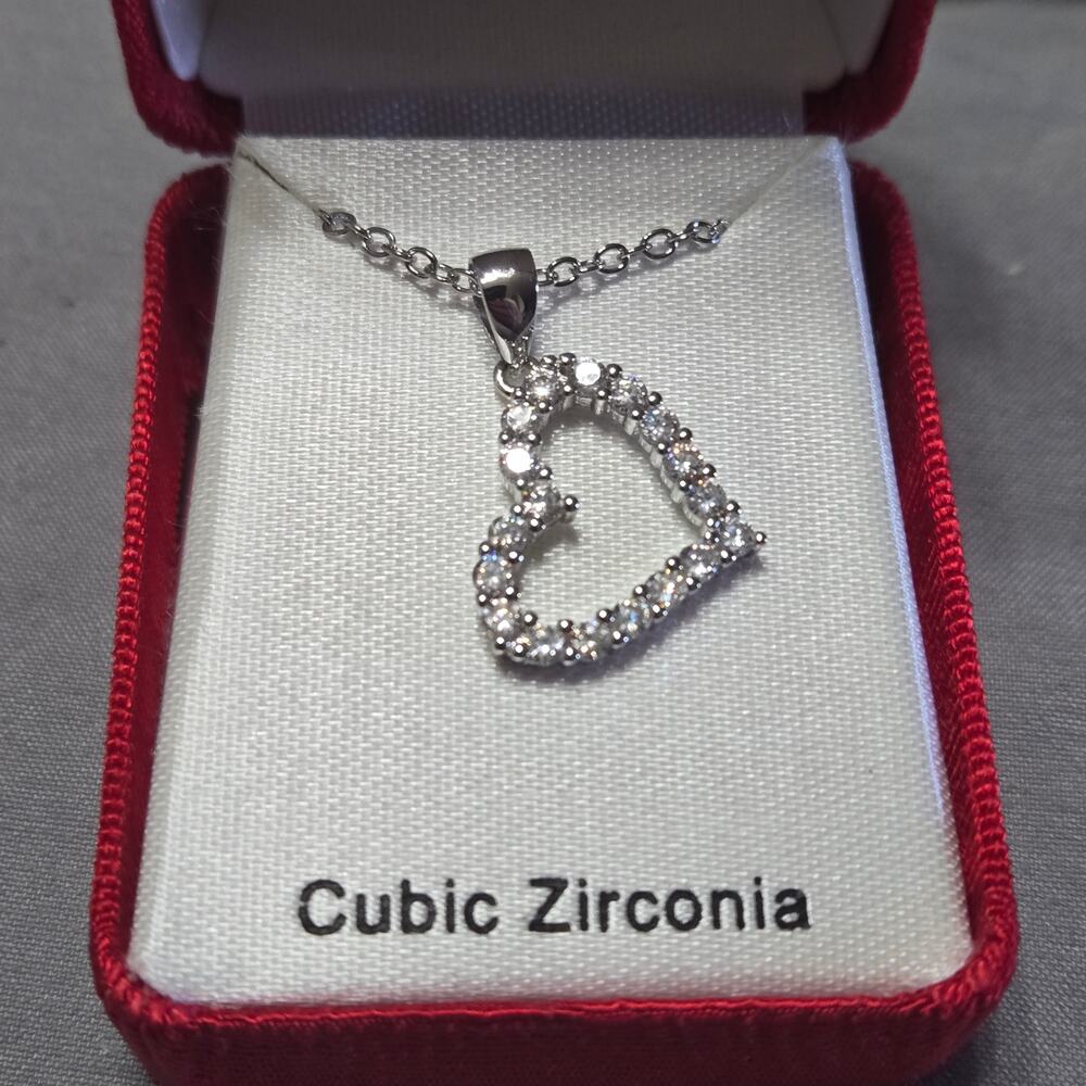 CZ Open Heart Necklace